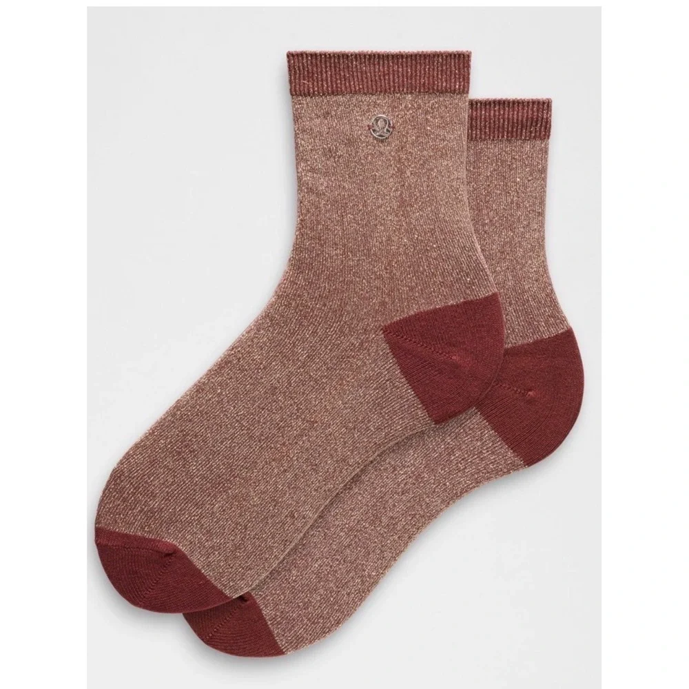 NWT Lululemon Glitter Socks Rockwood Metallic Quarter Length Large